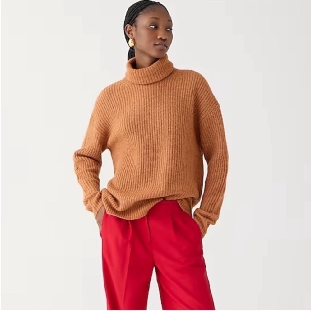 J Crew Relaxed turtleneck sweater brushed yarn size XS oversized fit Wool Apaca